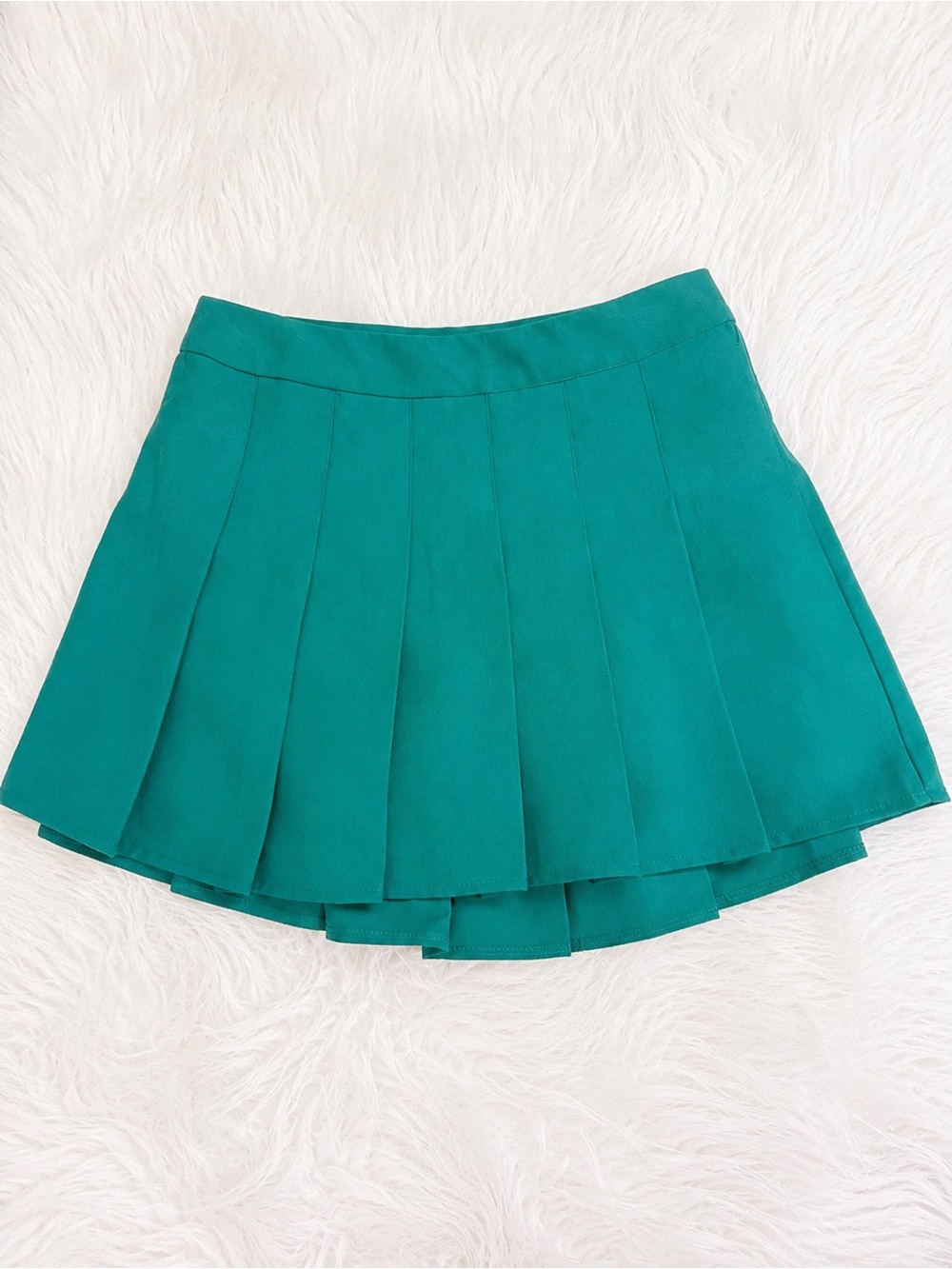 Teal Pleated Mini Skirt